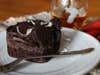 chocolate cake on a white plate