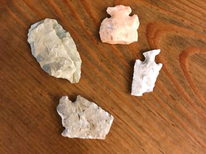 Native American arrowhead fragments