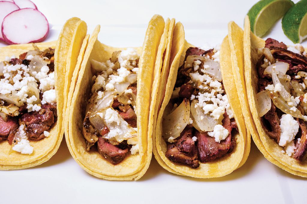 Grilled Duck Tacos With Mojo de Ajo ready to eat.