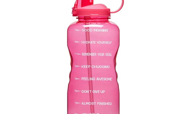 Venture Pal Large 1 Gallon/128 OZ (When Full) Motivational BPA Free Leakproof Water Bottle with Straw & Time Marker Perfect for Fitness Gym Camping Outdoor Sports