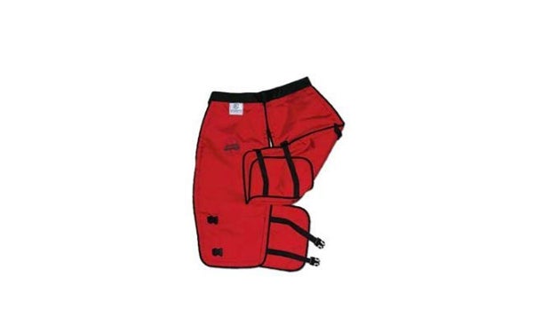 Red chainsaw chaps by Labonville