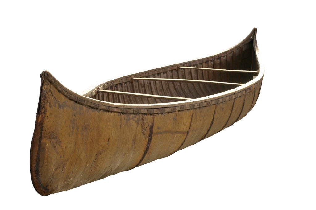 An example of a Algonquin birch bark canoe.