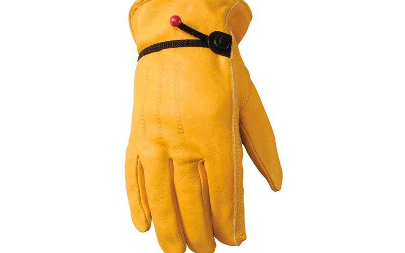 yellow leather working gloves