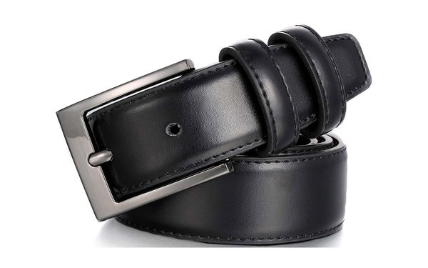 Marinoâs Men Genuine Leather Dress Belt with Single Prong Buckle