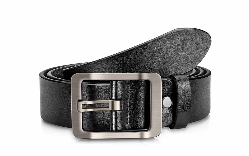 OVEYNERSIN Genuine Leather Causal Dress Belt for Men with Classic Single Prong Buckle