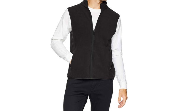Man wearing black fleece vest
