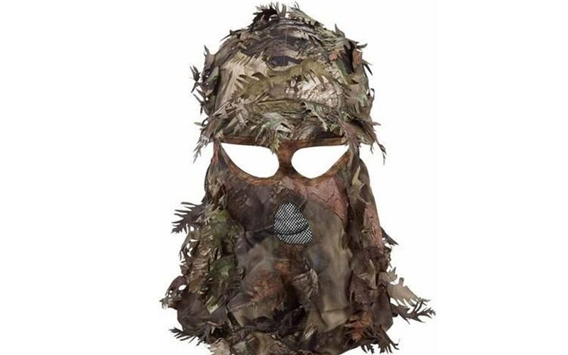 A camo hat/face mask combo
