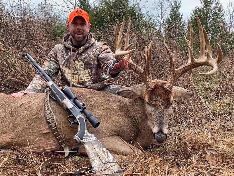 Josh McDaniel poses with his 200-plus-inch Indiana giant.