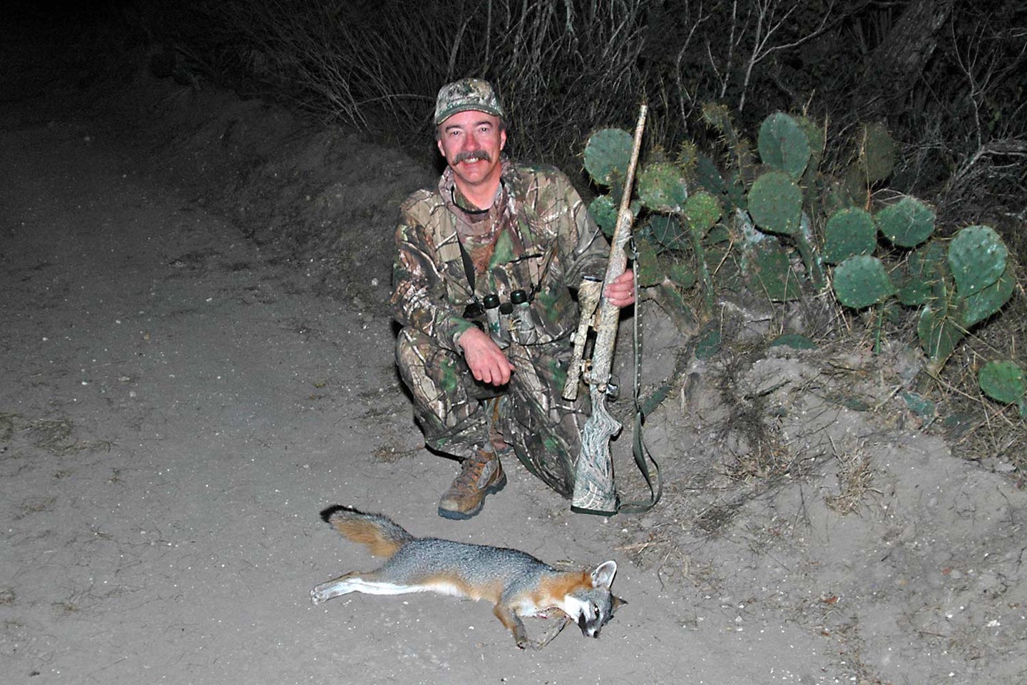 Mike Dickerson collected this gray fox in Texas using a Savage rifle chambered for the round.