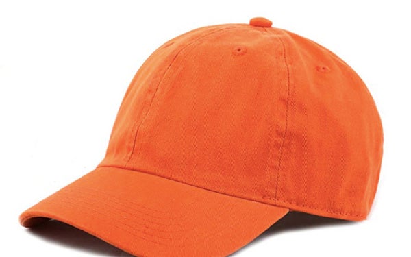 A hunter-orange hat and vest.