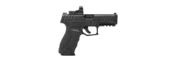 9mm handgun with red dot sight.