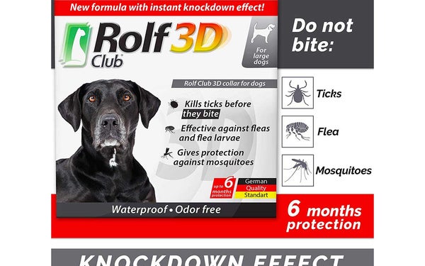 Rolf Club 3D FLEA Collar for Dogs - Flea and Tick Prevention for Dogs - Dog Flea and Tick Control for 6 Months - Safe Tick Repellent - Waterproof Tick Treatment (L)