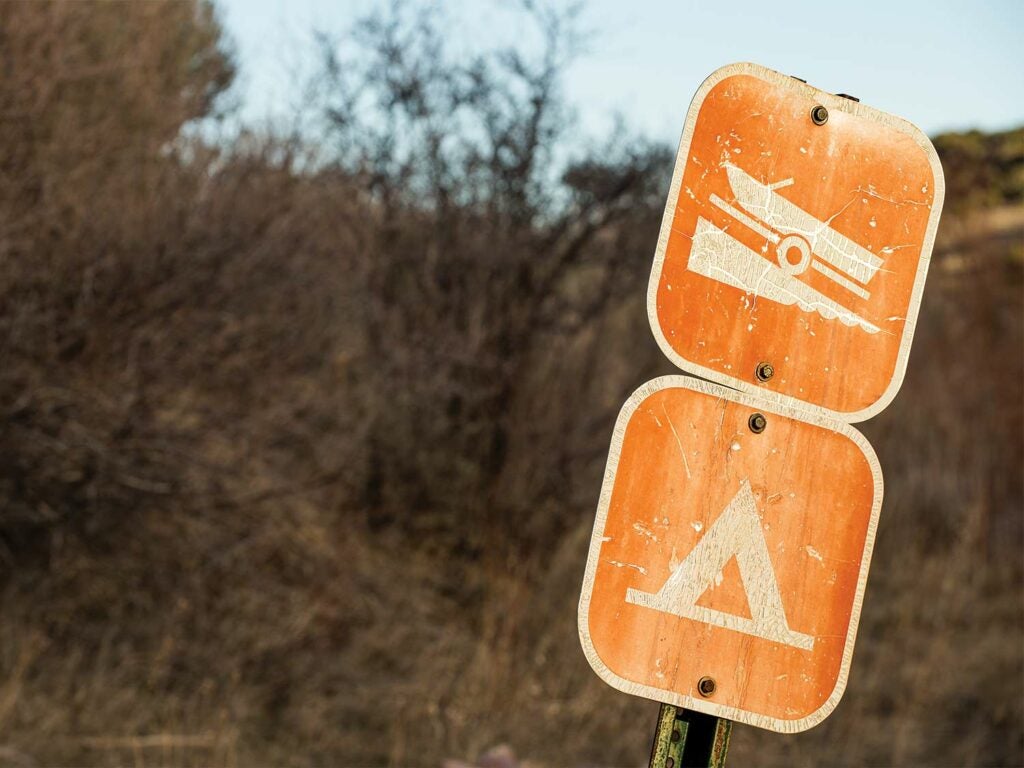 Boat ramp signs.