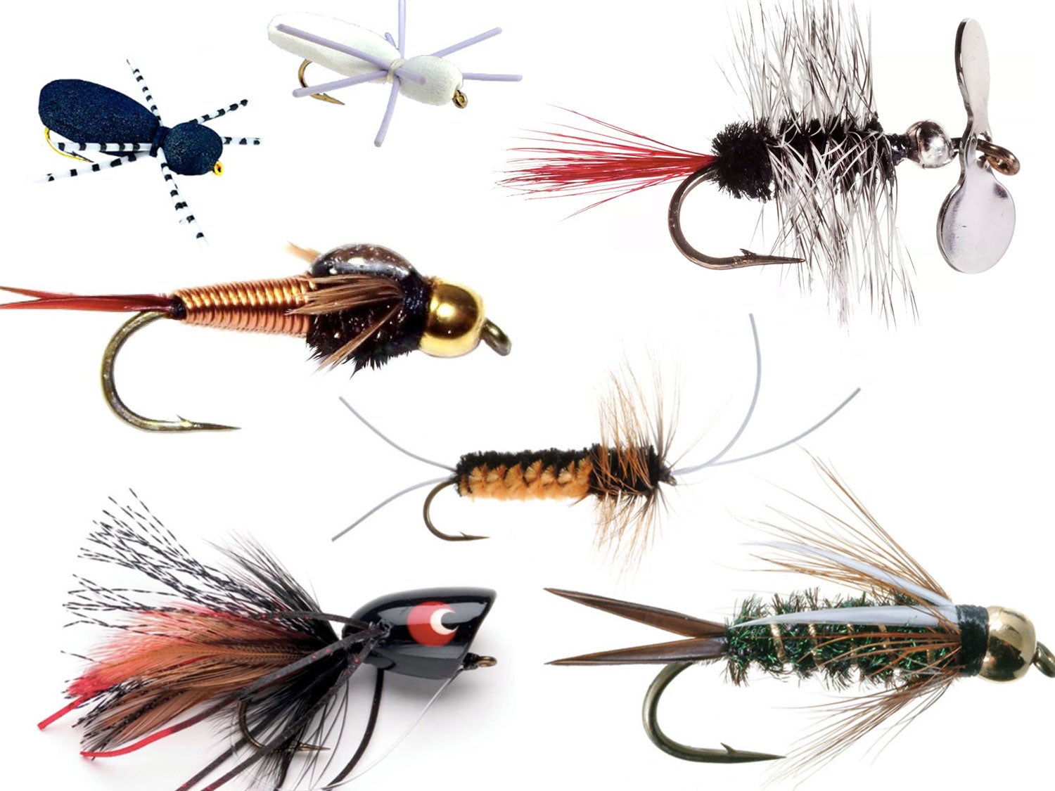 1 PANFISH TROUT BASS BREAM CRAPPIE BLUEGILL POPPER FLY FISHING YELLO CORK SPIDER 