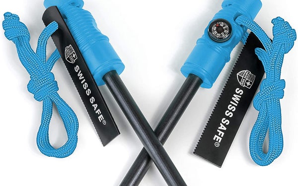 Swiss Safe 5-in-1 Fire Starter with Compass, Paracord and Whistle