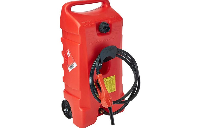 DuraMax Flo n' Go LE Fluid Transfer Pump and 14-Gallon Rolling Gas Can