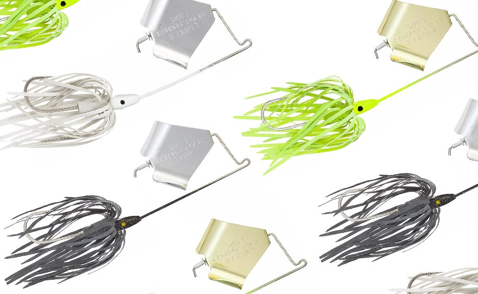 A collage of buzzbait lures.