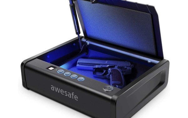 awesafe Gun Safe with Fingerprint Identification and Biometric Lock One Handgun Capacity