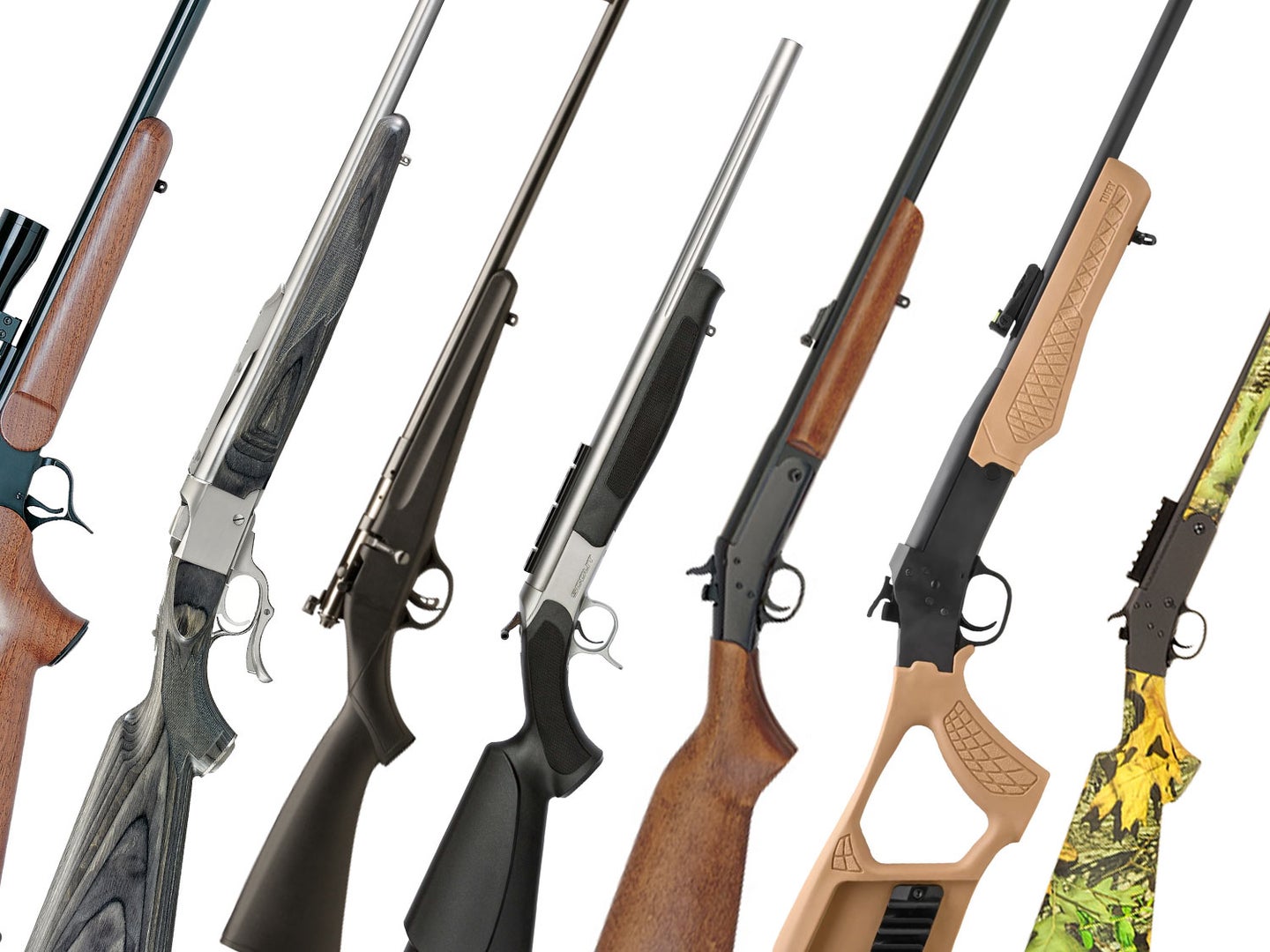 Collage of rifles and shotguns.