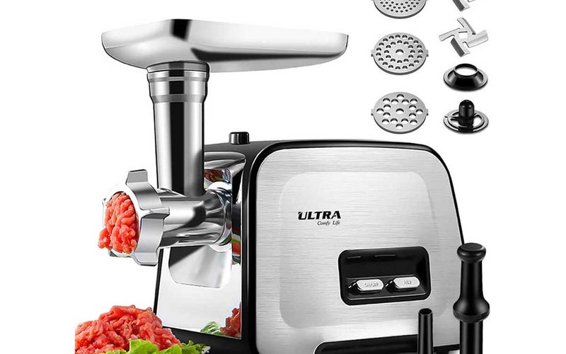 ALTRA Stainless Steel Electric Meat Grinder, Meat Mincer & Sausage Stuffer, [2000W Max] [Concealed Storage Box] Sausage & Kubbe Kit Included, 3 Grinding Plates, 2 Blades, Home Kitchen & Commercial Use