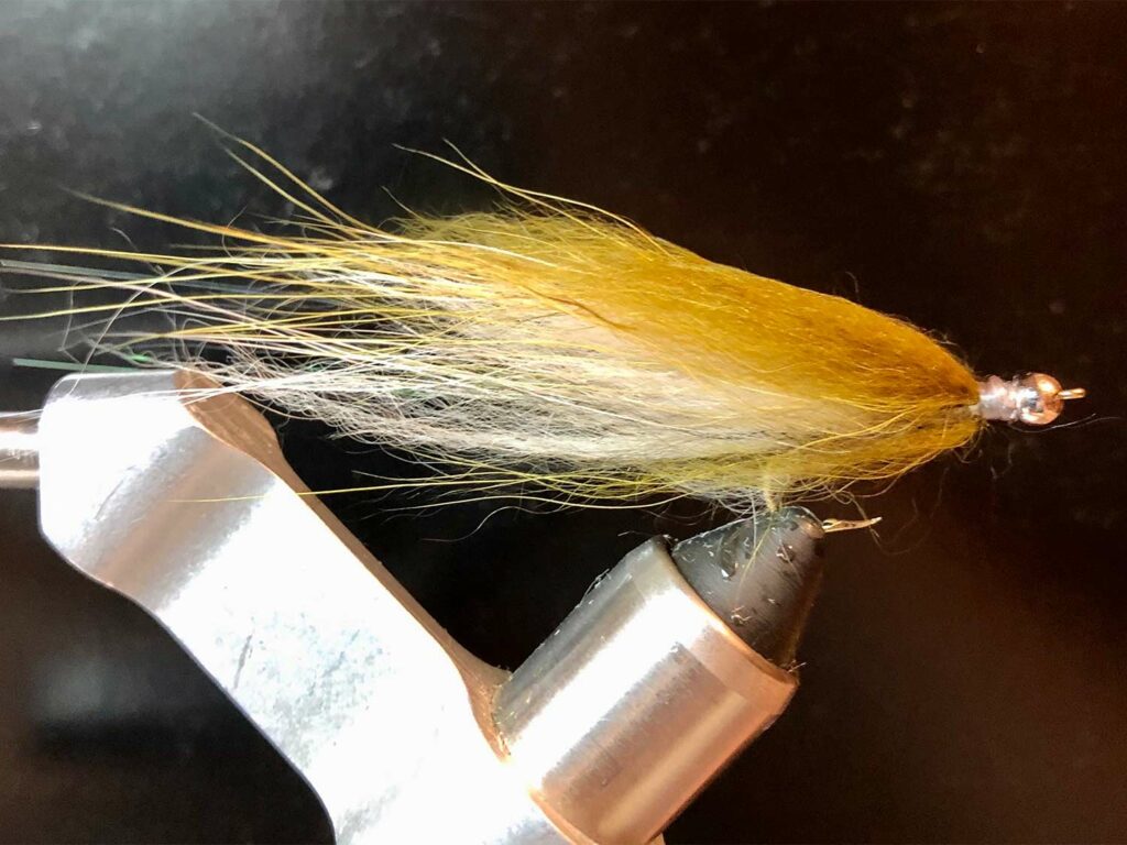 The Brookie fly in a clamp.