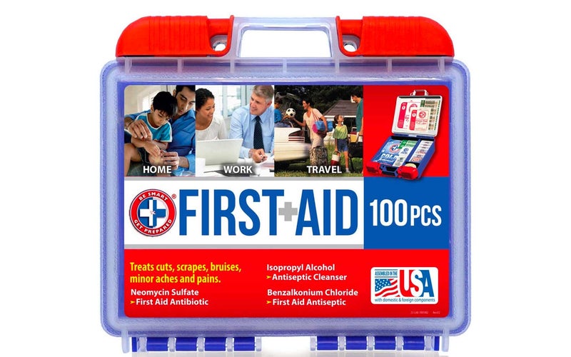 Be Smart Get Prepared 100Piece First Aid Kit, Clean, Treat & Protect Most Injuries With The Kit that is great for Any Home, Office, Vehicle, Camping & Sports. 0.71 Lb