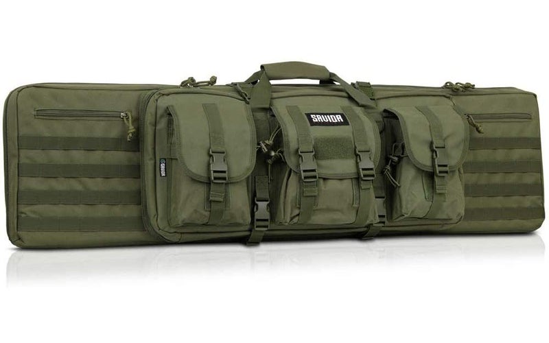 Savior Equipment American Classic Tactical Double Long Rifle Pistol Gun Bag Firearm Transportation Case w/Backpack - Lockable Compartment, Available Length in 36" 42" 46" 51" 55"