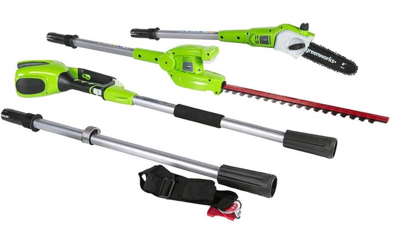 Greenworks 8.5' 40V Cordless Pole Saw with Hedge Trimmer Attachment, Battery Not Included PSPH40B00,Black and Green