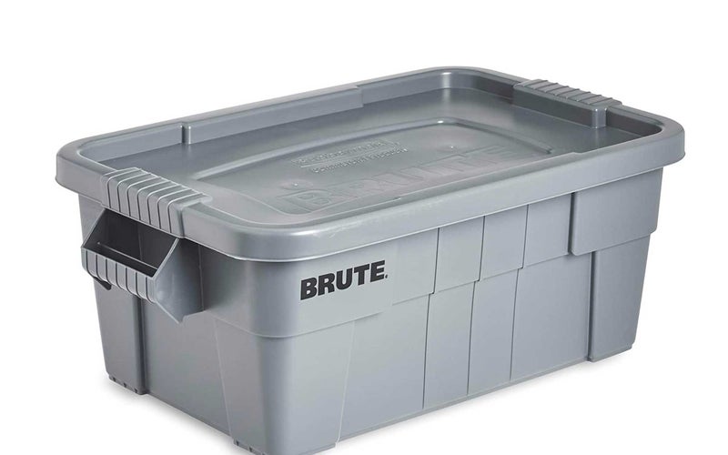 Rubbermaid Commercial Brute Tote Storage Bin With Lid, 14- Gallon, Gray