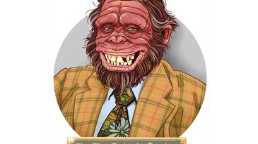 Illustration of a Sasquatch with a survival plaque.