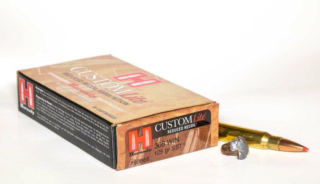 A box of Hornady Custom Lite ammunition.