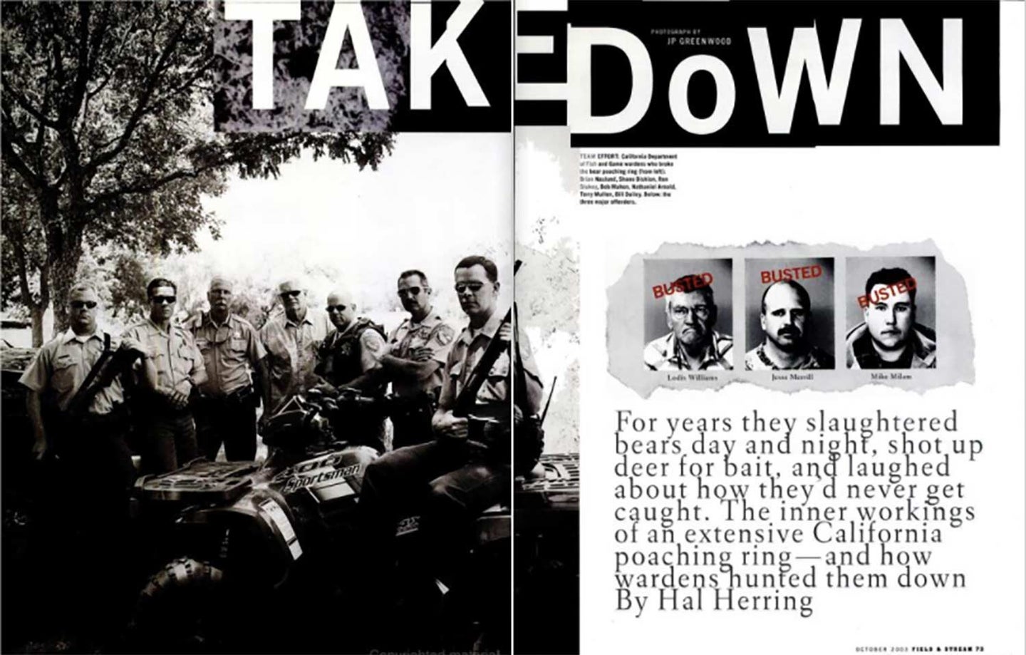A clipping from Field & stream magazine with the headline: "The Takedown"