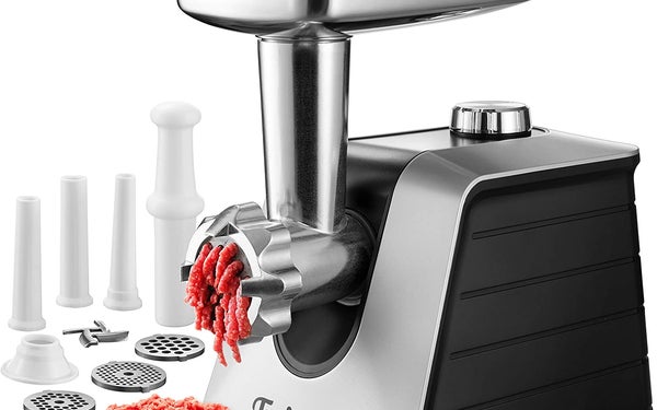 Twinzee Electric Meat Grinder and Sausage Stuffer for Ground Meat (Black) - Food Processor, Meat Grinder with 3 Metal Blades and 3 Sausage Attachments - Meat Grinder For Home Use