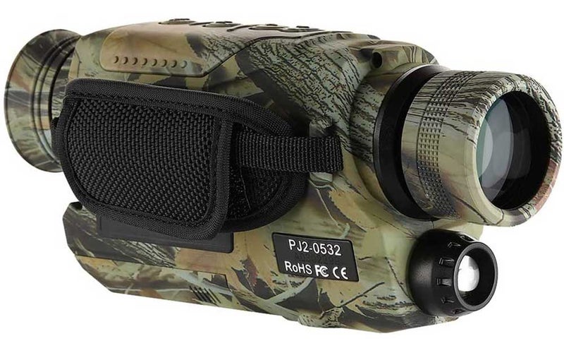 BOBLOV Night Vision Monocular with 16G Card, Digital Infrared Night Scope for Hunting, 5x32 Monocular with Camera & Camcorder, 200Yards Full Dark, Camouflage with Extra Fliter for Day (Camouflage)
