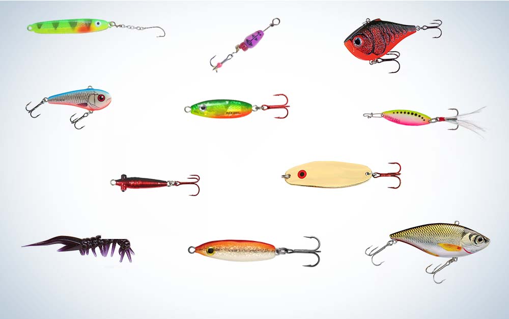Collage of Field & Stream's best ice fishing lures