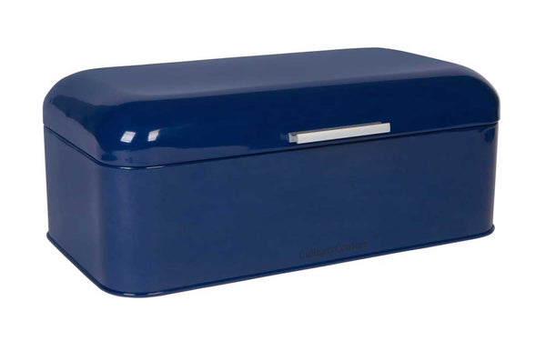Large Blue Bread Box - Powder Coated Stainless Steel - Extra Large Bin for Loaves, Bagels & More: 16.5" x 8.9" x 6.5"
