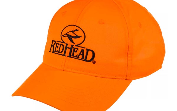 An orange baseball style hunting cap