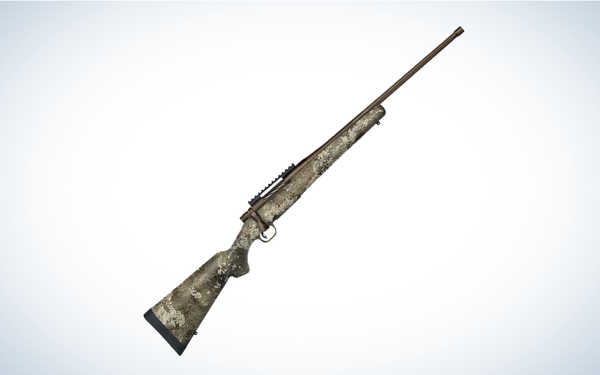 Mossberg Patriot Predator Bolt-Action Rifle on gray and white background