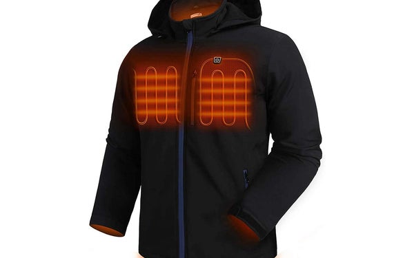 Venutas Men's Heated Jacket Detachable Hood Coat Zipped Waterproof Thermal Clothing