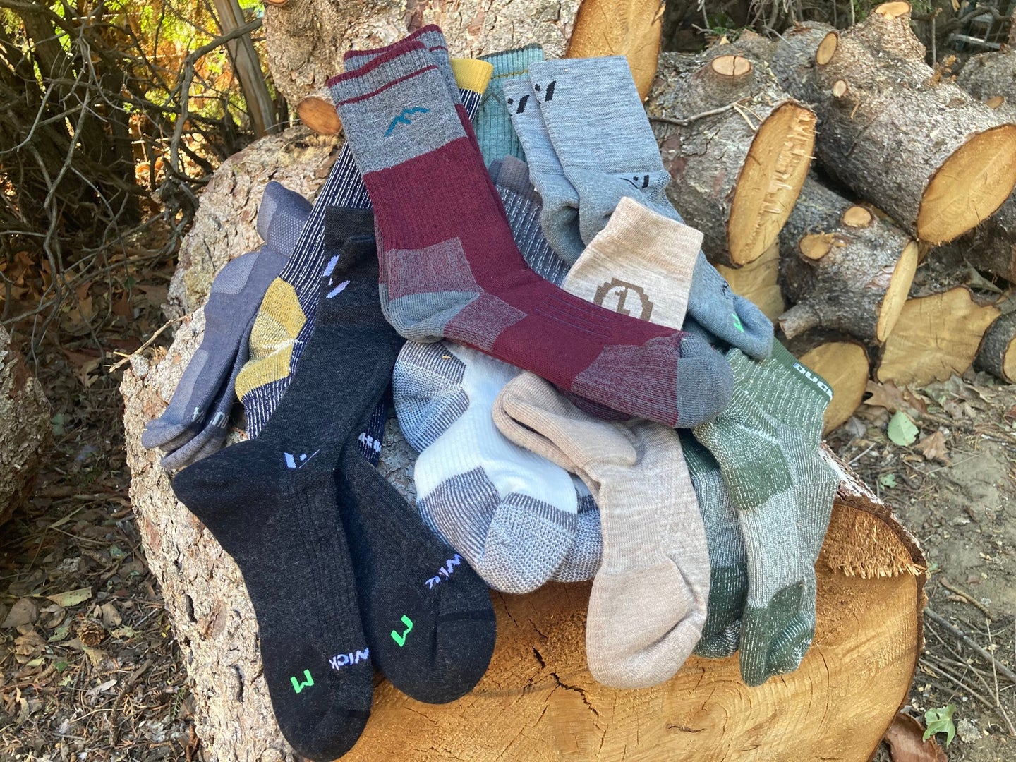 A pile of the best warm socks for hiking