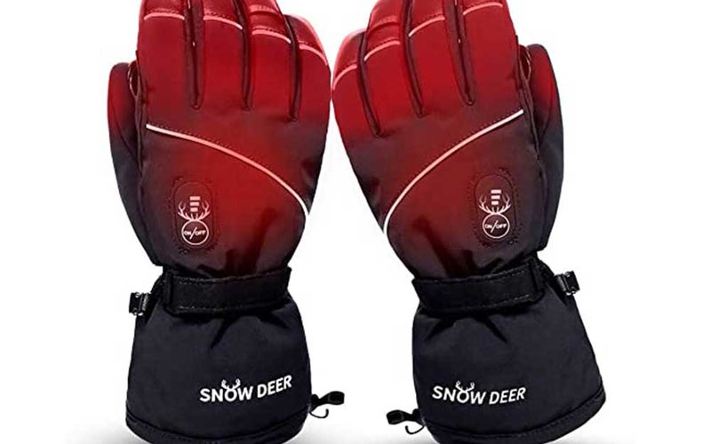 Electric Heated Gloves for Men & Women, Waterproof & Windproof Ski Gloves Rechargeable Battery Gloves with Touchscreen Three Heat Settings Thermal Gloves for Cold Weather Snowboarding Shovel Snow