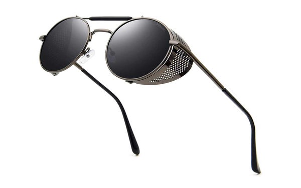 Ronsou Steampunk Style Round Vintage Polarized Sunglasses Retro Eyewear