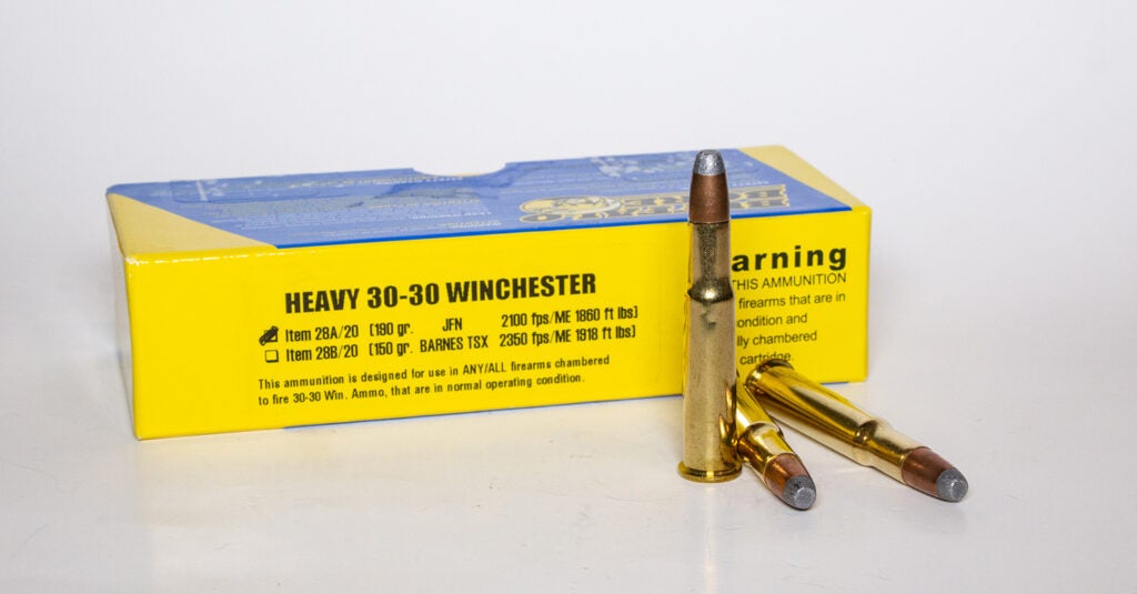A box of Heavy 30-30 Winchester ammo.
