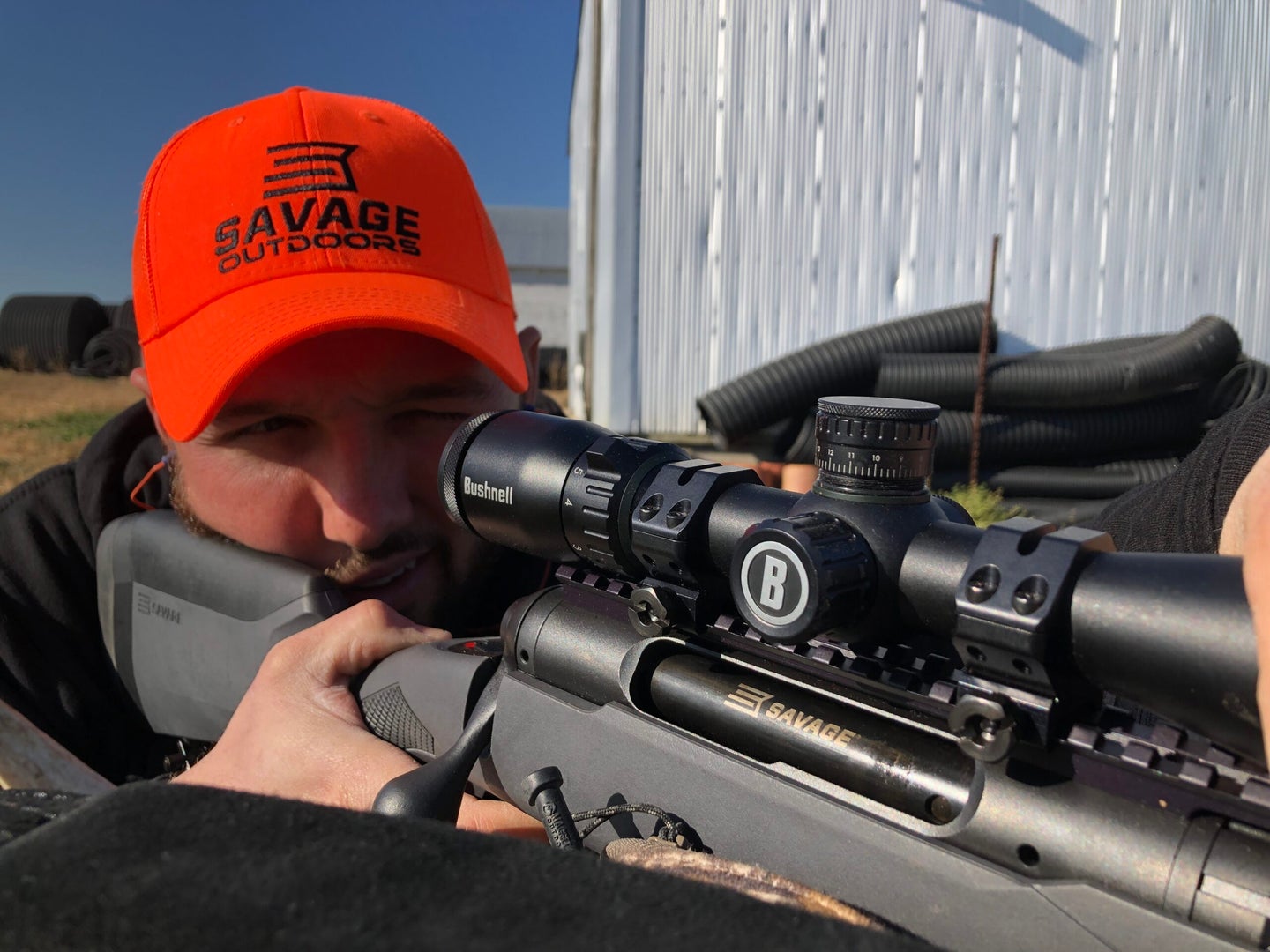 Deer hunter sighting in Savage 220 slug gun in 20-gauge