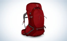 Red Osprey backpack for backpacking