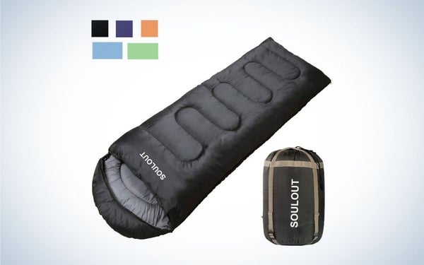 Single and black summer sleeping bag with zipper