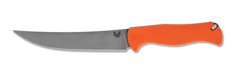 knife with orange handle.