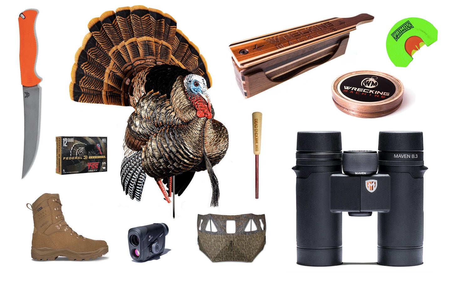 turkey gear collage on white background