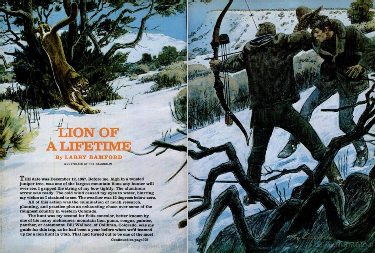 lion hunting story in Field and Stream magazine