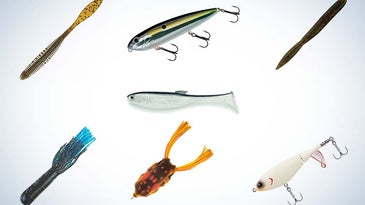 Collage of the best bass lures for summer